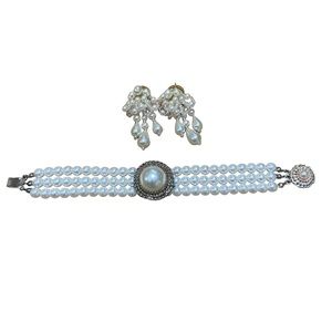 Classic Vintage Faux Pearl Bracelet & Earrings Set
